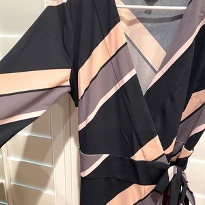 Navy/Light Pink Wrap Dress